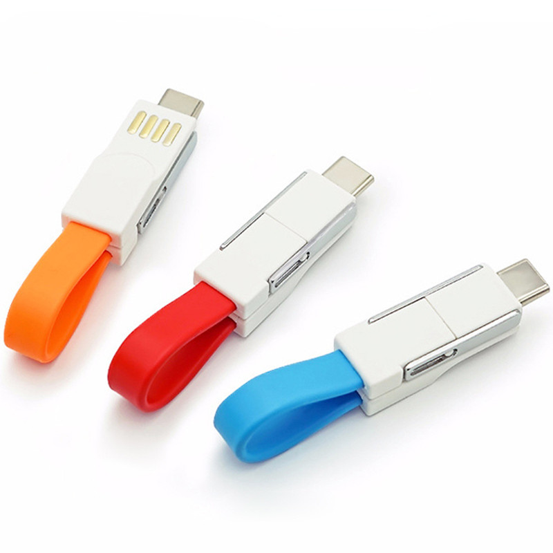 Mini-drag three-key charge line Short 3-in-one Apple Typec Data Line Customized Logo