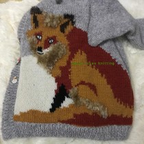 Full hand-woven little fox wool sweater coat