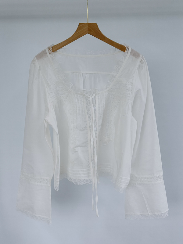 Kagepi French-Style Elegant Lace Top T-Shirt Shirt