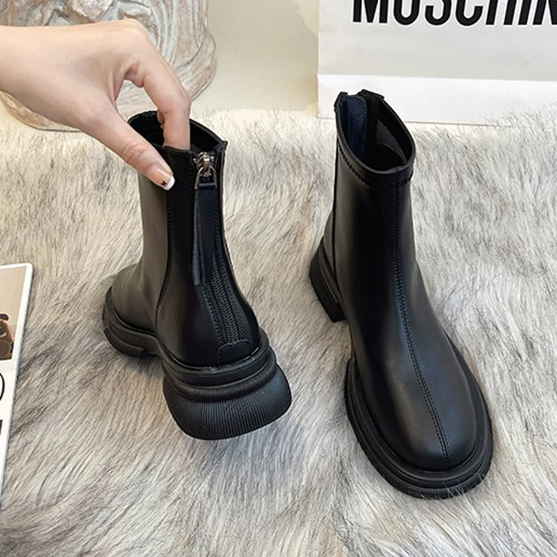 2023 new short boots Women fall winter plus suede slim boot thick bottom small sub with Martin boots woman Chelsea naked boots-Taobao