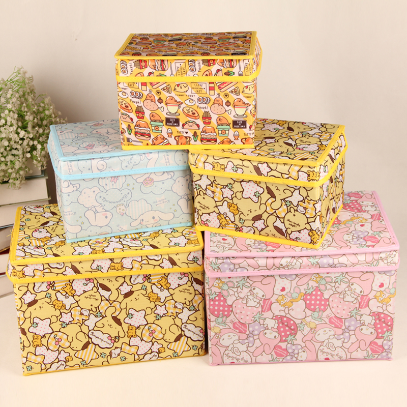 Creative Cute Cartoon Motif Hard Face Can Fold Home Debris Containing Box Student Dormitory storage box