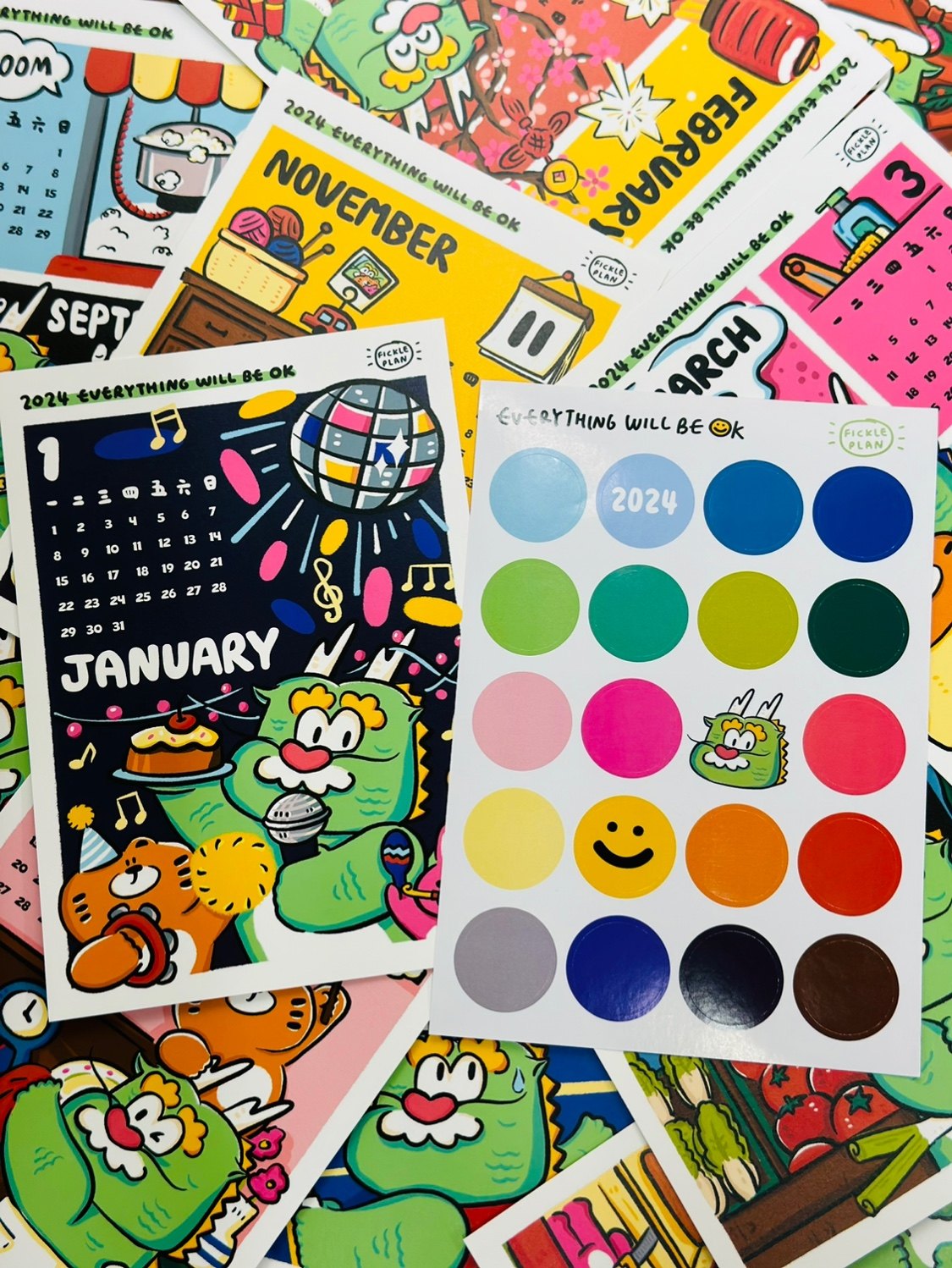 Not relying on the Genealogy Shop | 2024 Dragon Year Original Illustrator Lunar Calendar Decoration Painting Cute New Year Gift-Taobao