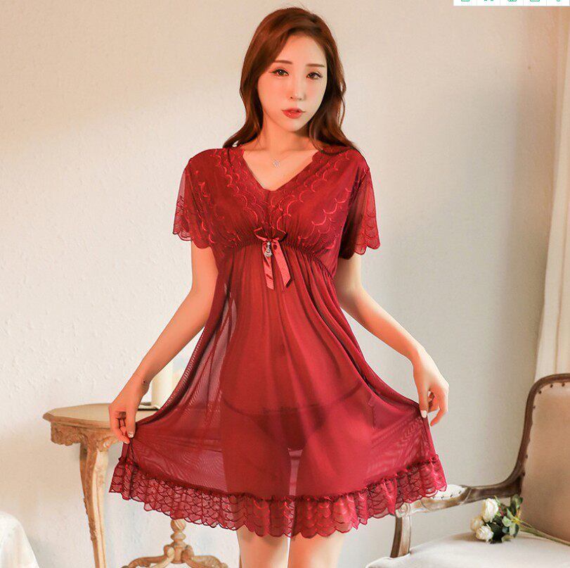 Plus size sexy pajamas summer passion temptation sexy female tulle underwear transparent dress nightdress 200 catties