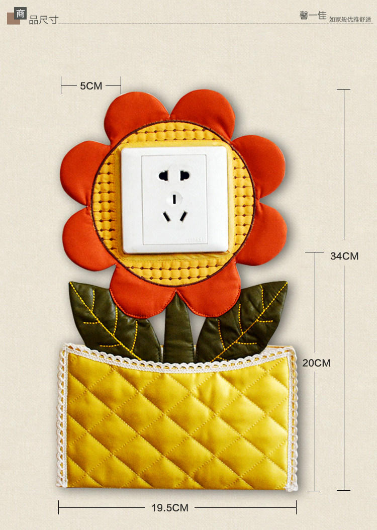 Handmade fabric with pocket switch cover Creative switch stickers Mobile phone charging switch bed bag socket Decorative wall stickers