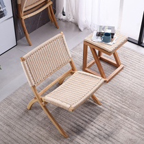 Nordic rattan choreography single sofa chair solid wood Leisure three sets of sloths leaning on the back chair Balcony Rope choreography