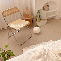 Nordic Medieval Folding Chair Casual Vine Chair Ins Wind Stainless Steel Dining Chair Shooting Props Rattan Chuckleback Chairs