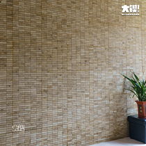Oak solid wood mosaic small wooden strips wabi-sabi style background wall front desk living room entrance partition bar decoration