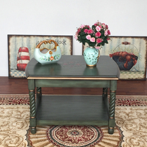 American furniture small coffee table Mediterranean retro small apartment living room double coffee table Pastoral hand-painted coffee table 0277