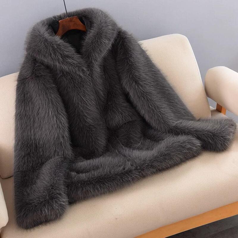 2025 Autumn/Winter New Men's Faux Fox Fur Hooded Jacket Fashionable Light Luxury Warm Fur Coat Thickened