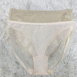 ພັດລົມຮູບຜ້າໄຫມ mulberry silk sexy ງ່າຍດາຍ breathable lace splicing underwear