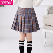 Children Ocean Gas Autumn Short skirts College Wind girl half body Skirt Plexu Skirt 2021 New Plaid CUHK Child Spring Autumn Clothing