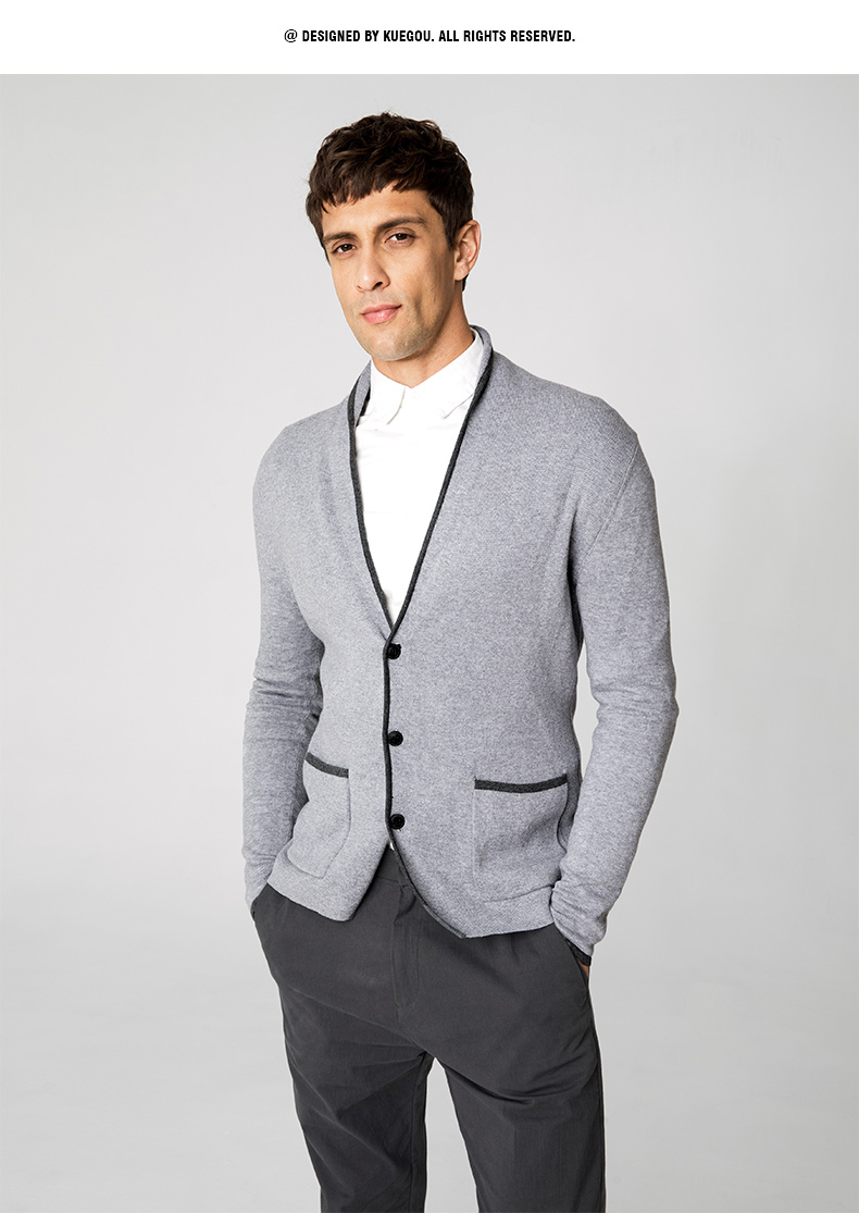 Áo len nam mùa thu mới của Kuegou áo cardigan nam