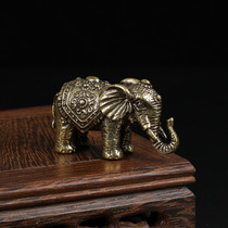 Solid copper elephant small ornaments brass lucky elephant hand pieces antique bronze art micro-carving antique bronze bronze carving small copper pieces