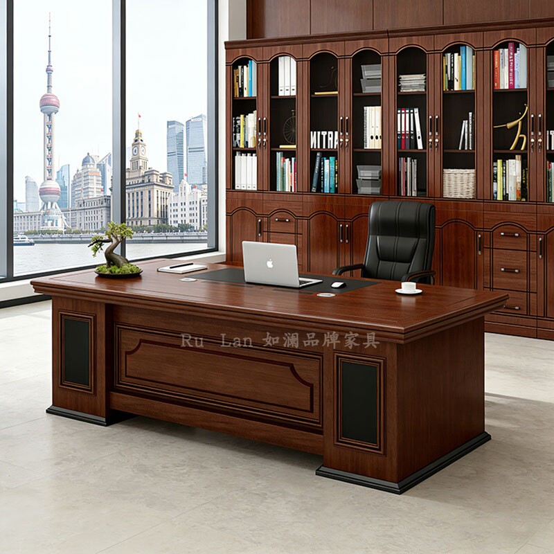 New Chinese-Style Office Desk, Manager's Office Desk, Office Desk and Chair Combination, Simple Modern Executive Desk, Boss's Desk New Chinese-Style Office Desk, Manager's Office Desk, Office Desk and Chair Combination, Simple Modern Executive Desk, Boss's Desk