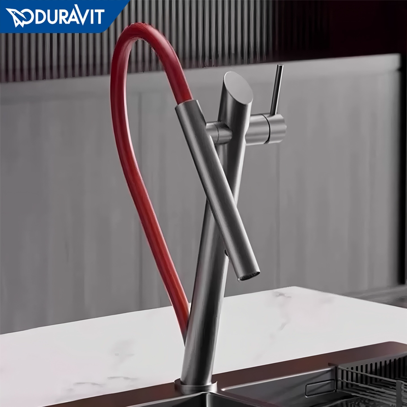 Duravit/Duravit All-Copper Pull-Out Magnetic Kitchen Hot and Cold Water Faucet Rotating Sink Faucet