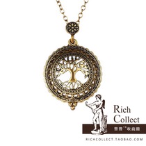 Kabbalah Tree of Life Vintage Glass Magnifying Glass Pendant with Necklace Mystical Philosophy Path to God