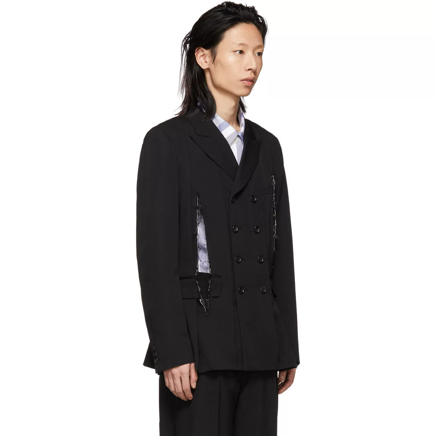 Костюм из шерсти YAMAMOTO CDG, черный повседневный двубортный костюм, подходящий для всех сезонов