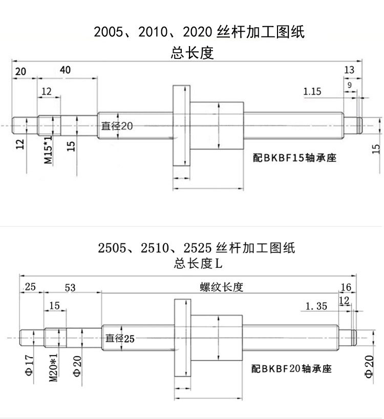 高精密滚珠丝杠杆SFU1204/1605/2505/3210/4010/5010螺母加工定制(图5)