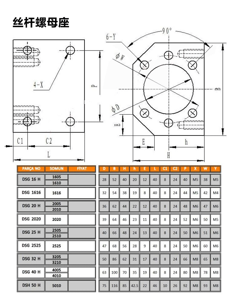 滚珠丝杆螺母座SFU1605/2005/2505/3205/4005DSG螺母转换导向块(图7)