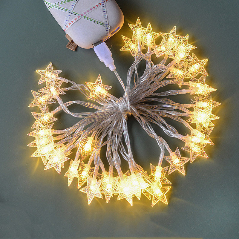 ins decorative lamp string fairy room girl's heart decorative mesh red bedroom arrangement LED stars round ball bulb students