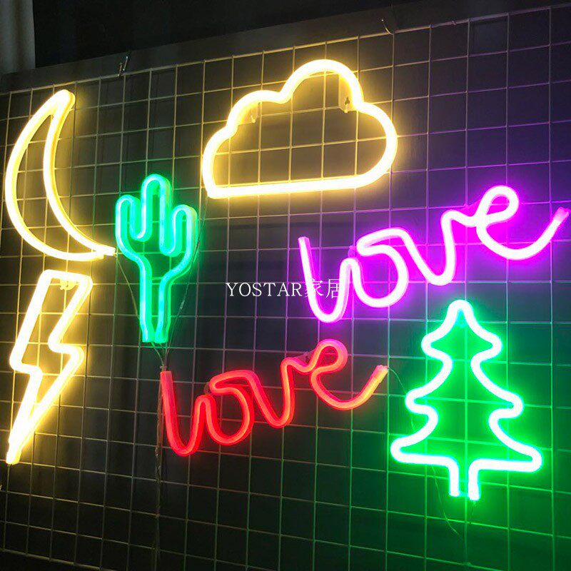 ins Neon modeling lamp Net red bedroom decoration girl heart room decoration Shake soft sister chic fairy wall
