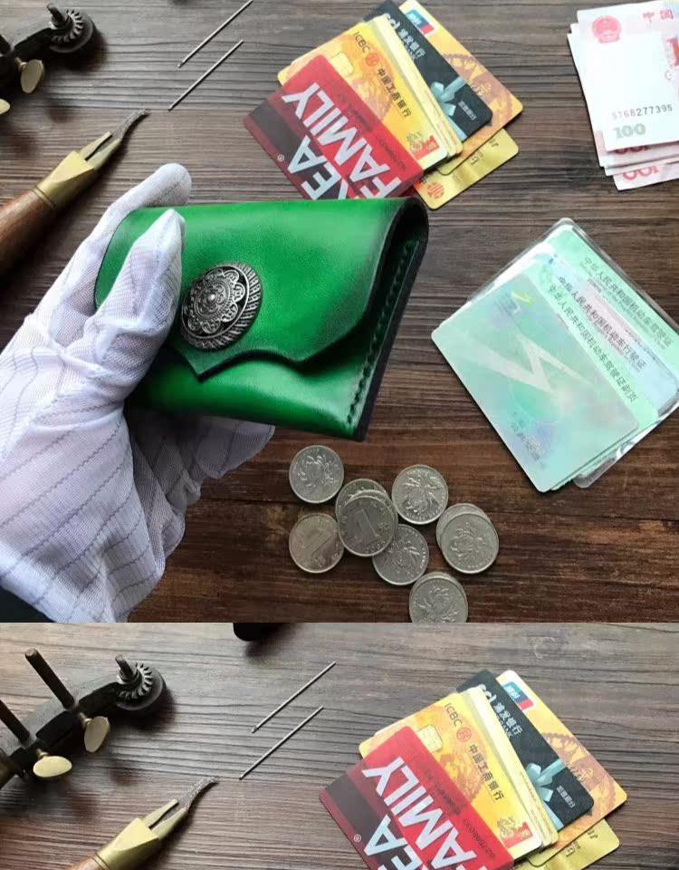 Gói thẻ da gốc retro dung lượng lớn đặt thẻ giấy phép lái xe túi giấy phép lái xe đặt đồng xu ví thẻ ngân hàng thẻ gạo đặt - Chủ thẻ ví đựng thẻ pedro