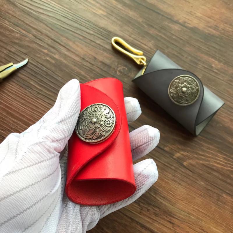 Túi da handmade móc khóa đơn giản cho nam ví móc chìa khóa nữ đẹp