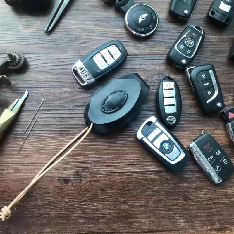 Universal móc khóa bằng da nguyên chất retro cho nam và nữ túi chìa khóa xe da túi điều khiển từ xa thiết lập nhỏ - Trường hợp chính shop ví móc khóa