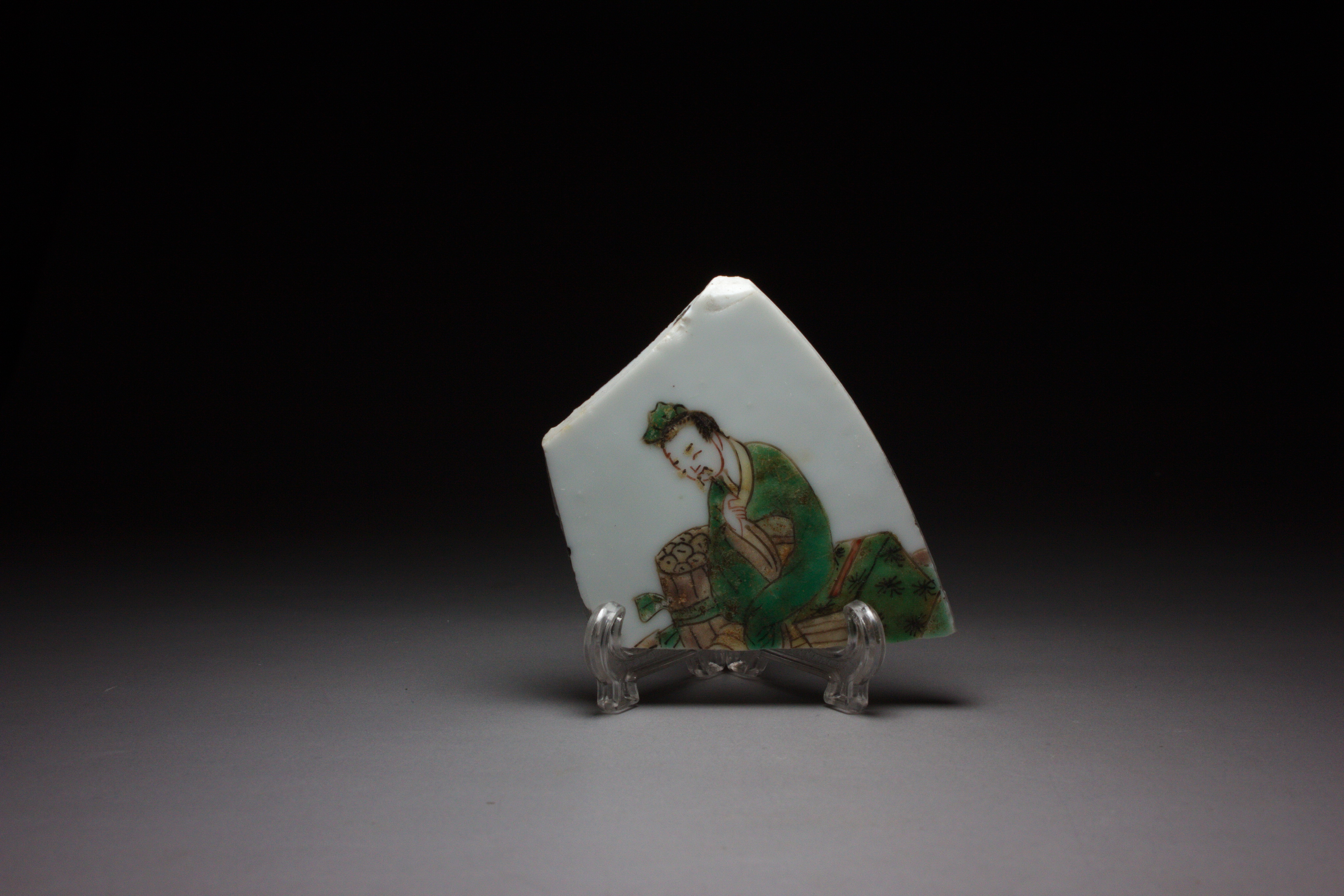 1815 Kangxi five-color Gaoshi ancient porcelain specimen