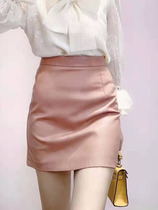 Small leather skirt female Korean sweet College wind high waist thin Puskin skirt skirt skirt skirt Joker A- line dress