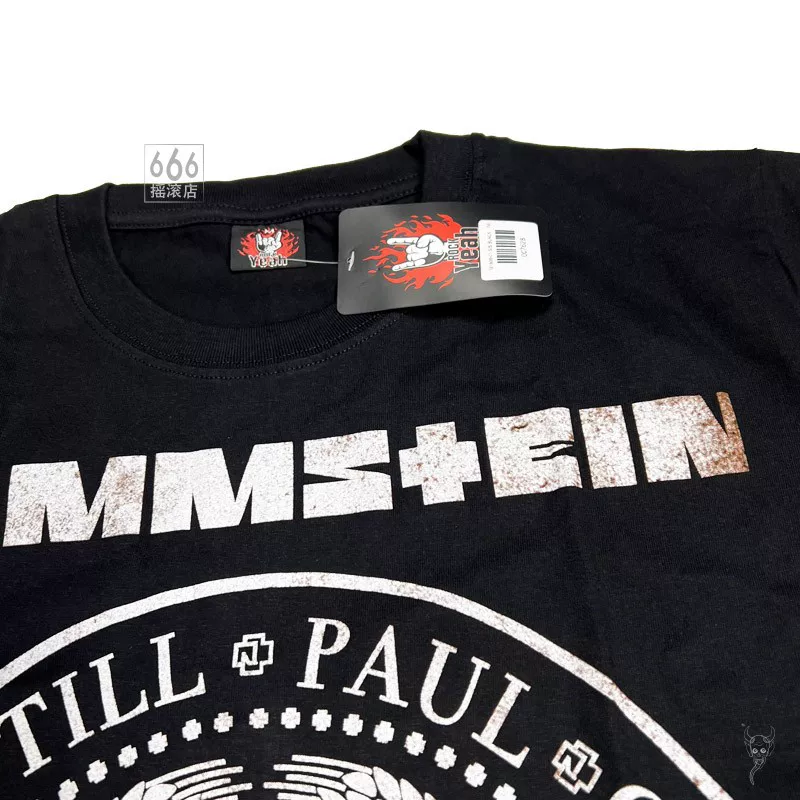 Rammstein Thai version of the German chariot metal band printed men and women cotton short -sleeved T -shirt 666 rock shop