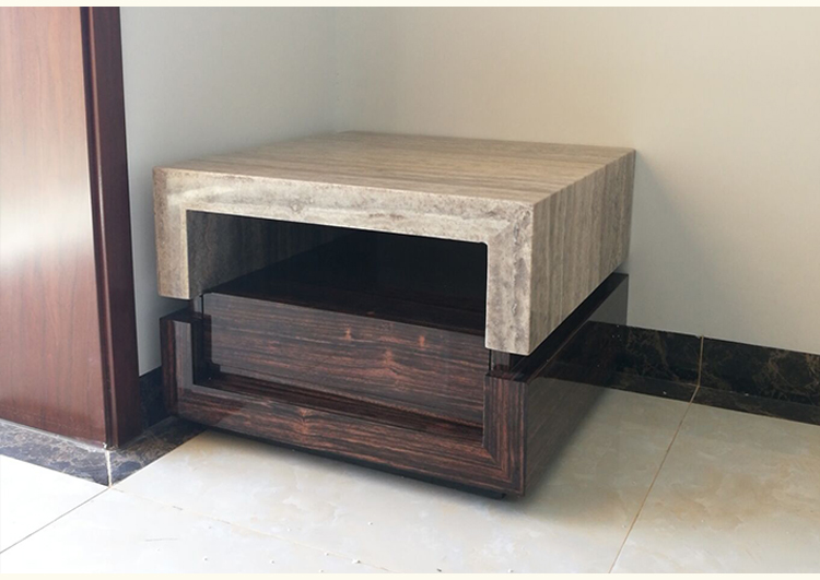Bàn cà phê đá cẩm thạch nội thất phòng khách Khuyến mại lỗ xám góc đá Thời trang hiện đại Bàn bên châu Âu - Bàn trà mẫu bàn uống nước gỗ đẹp