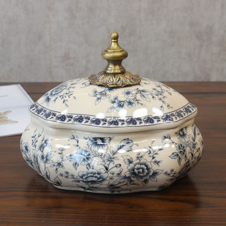 American ceramic storage tank New Chinese European style Decorative Candy Snack Box Ornament Containing Box Handiwork Pendulum-Taobao