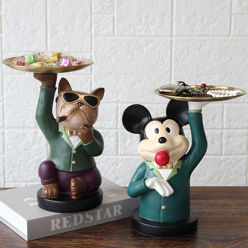 American - style European Creative Home Accessories Modern Simple Light Luxury Resin Cartoon Animal Key Disk