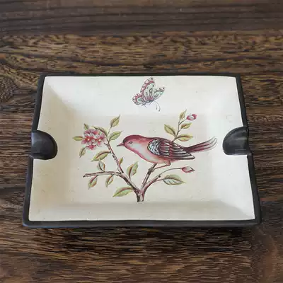 American pastoral country decoration ashtray European style retro old ceramic small fruit plate creative home craft gift decoration