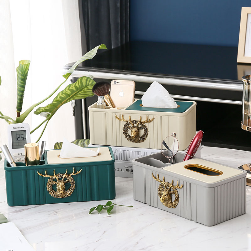 Modern simple light luxury resin collection tissue box Nordic American multi - function drawing box Living room bedroom household