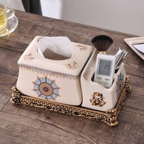 Modern American multifunctional tissue box European creative resin ceramic remote control storage box drawing box decoration