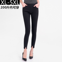  2020 spring new split black leggings womens 200 kg plus size fat MM womens pants high waist thin plus size womens clothing