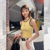 宋正恩 Короткая желтая летняя модная майка топ, футболка без рукавов