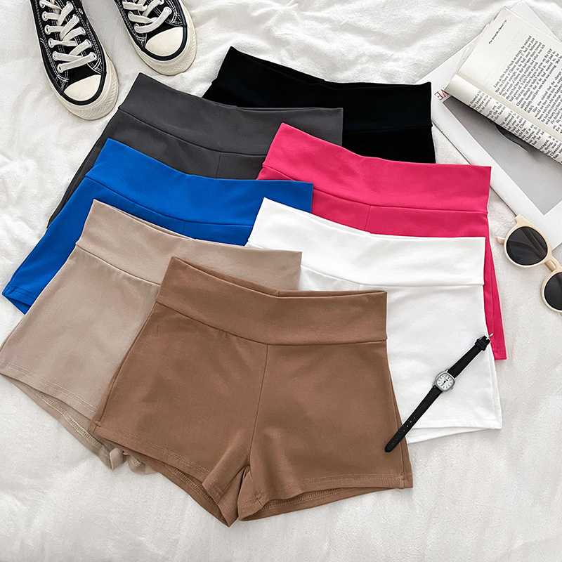 European and American Fashion Versatile Solid Color Elastic High-Waisted Slimming Tight Shorts Inner Leggings Hot Pants Women's Summer New Style