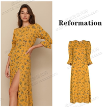 Buy on behalf of Reformation 21 Spring Summer Mid Sleeve Back Hollow Out Floral Chiffon Slim Dress Long Skirt