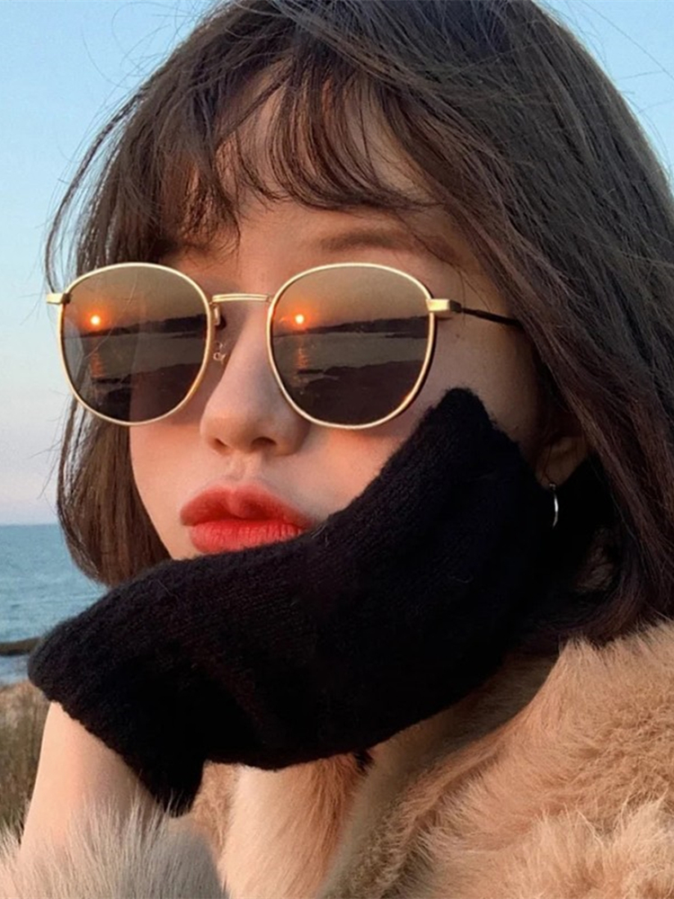 Callen Keith South Korea's light luxury round frame sunglasses female star with the same style glasses show face small retro sunglasses