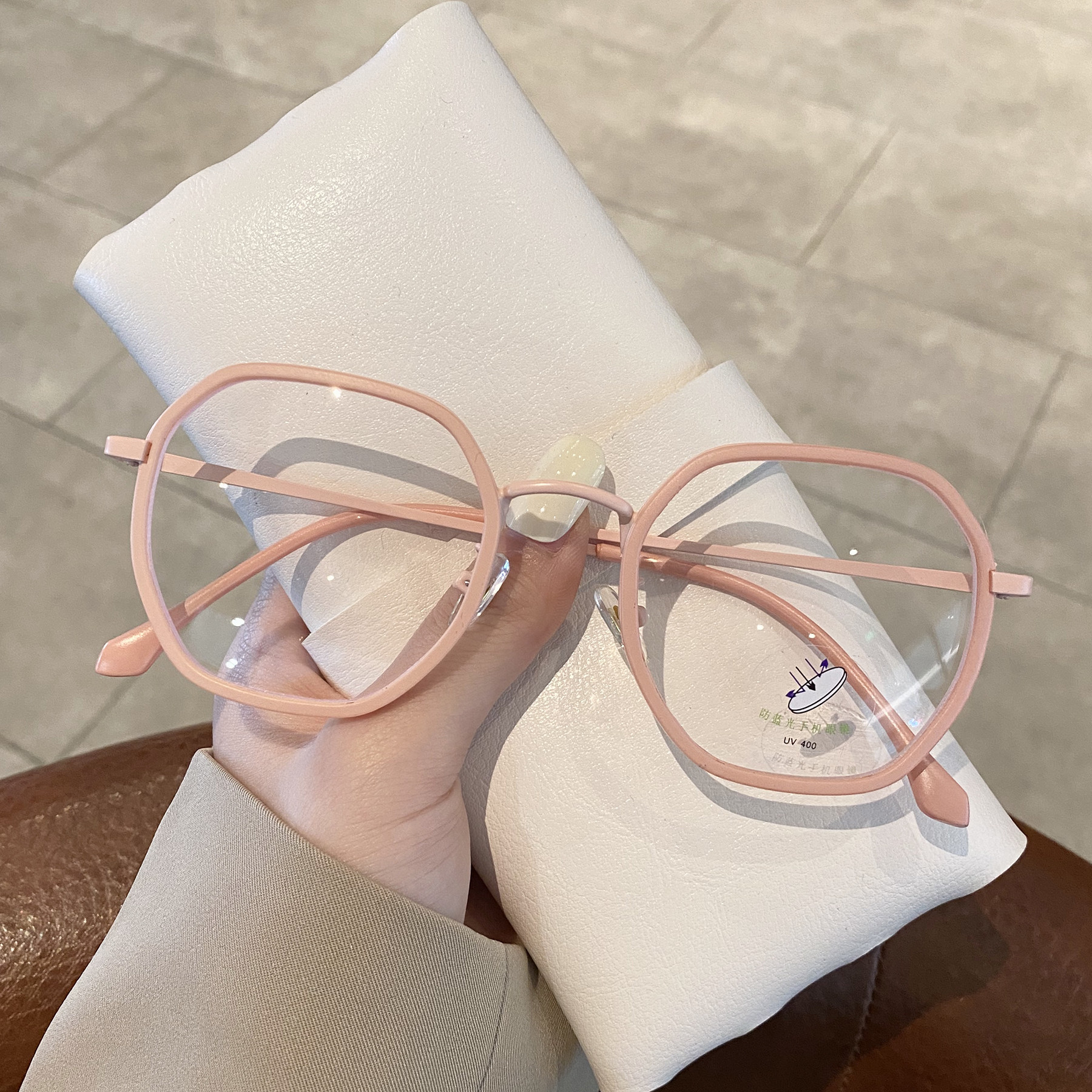 Callen Keith Korean light luxury polygon thick frame plain glasses women's myopia anti-blue light flat frame men