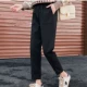Quần len nữ chín quần chân mùa thu và mùa đông mới ống quần ống khói rộng kích thước lớn quần len hậu cung dày