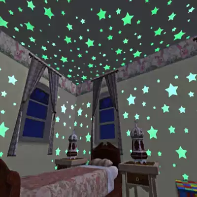 Ceiling bedroom 3D three-dimensional luminous stars fluorescent stickers room wall decorations self-adhesive wallpaper wall stickers