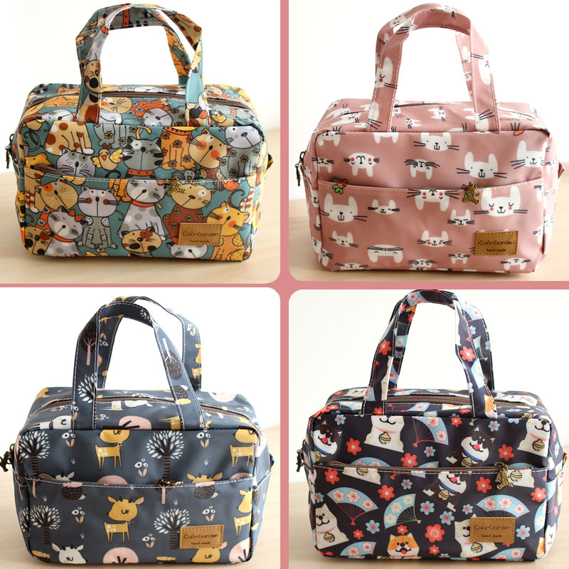 Cute rabbit cat waterproof Oxford cloth rectangular lunch bag thermal insulation cold bag portable lunch bag cold drink bag