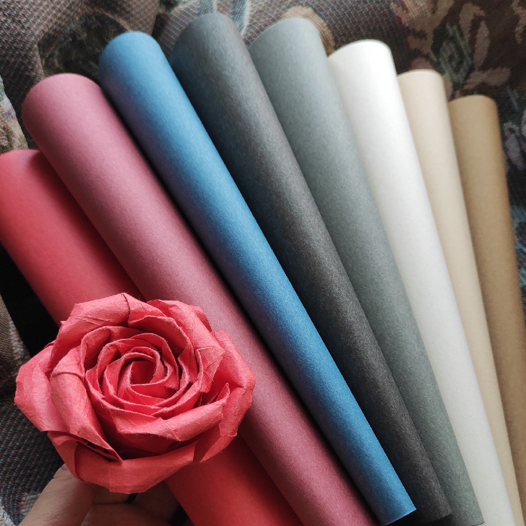 Plain thick paper satogami high-end art origami kraft paper cashmere fiber 10 colors large size 25cm