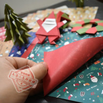 Christmas theme double-sided two-color printed origami winter snowflake Christmas tree Santa Claus pattern 60
