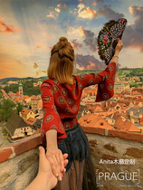 Dance Fan Folding Fan Spanish Bifacial Hand-painted Fan Photo Fan Country Tide Fan Hanfu Dance Fan Bifacial