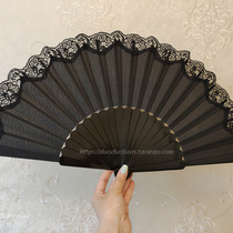 New brand All Black Big 30 cm lace fan Franck Frammenco dance fan